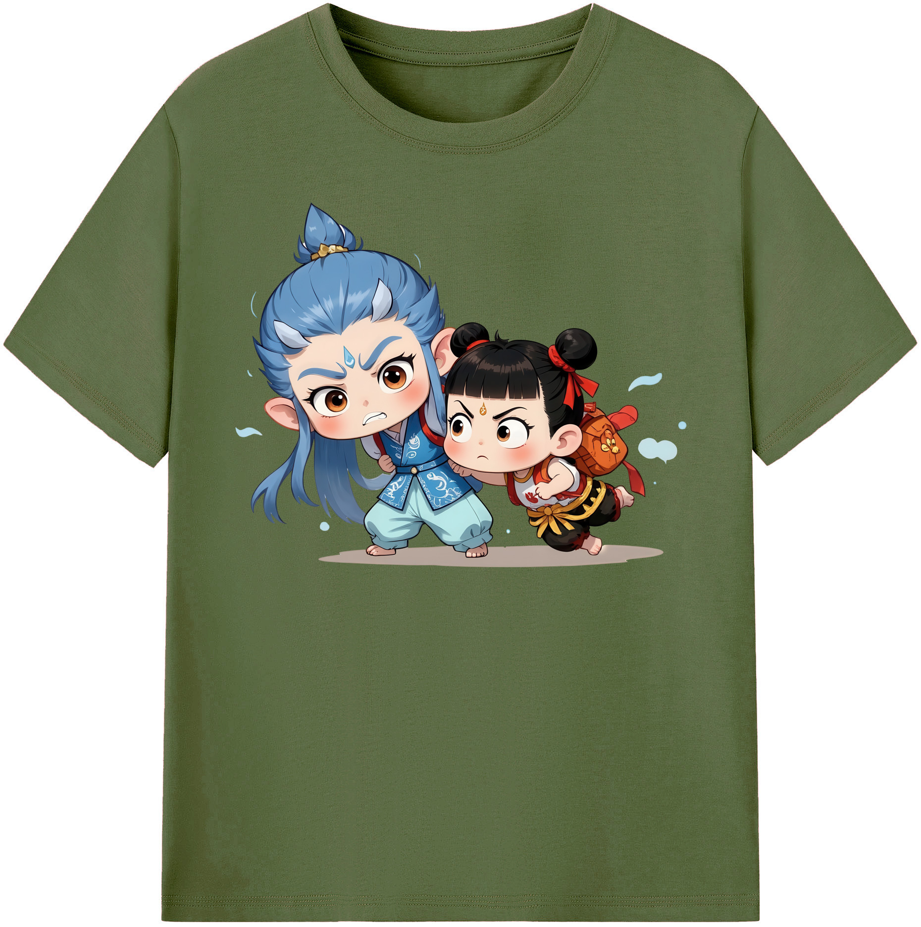 （画像用） Ne Zha 2 ナタ 魔童の大暴れ 綿100％半袖Tシャツ（フロントプリント）